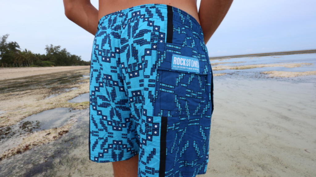 Rock and Stones shorts on the beach 