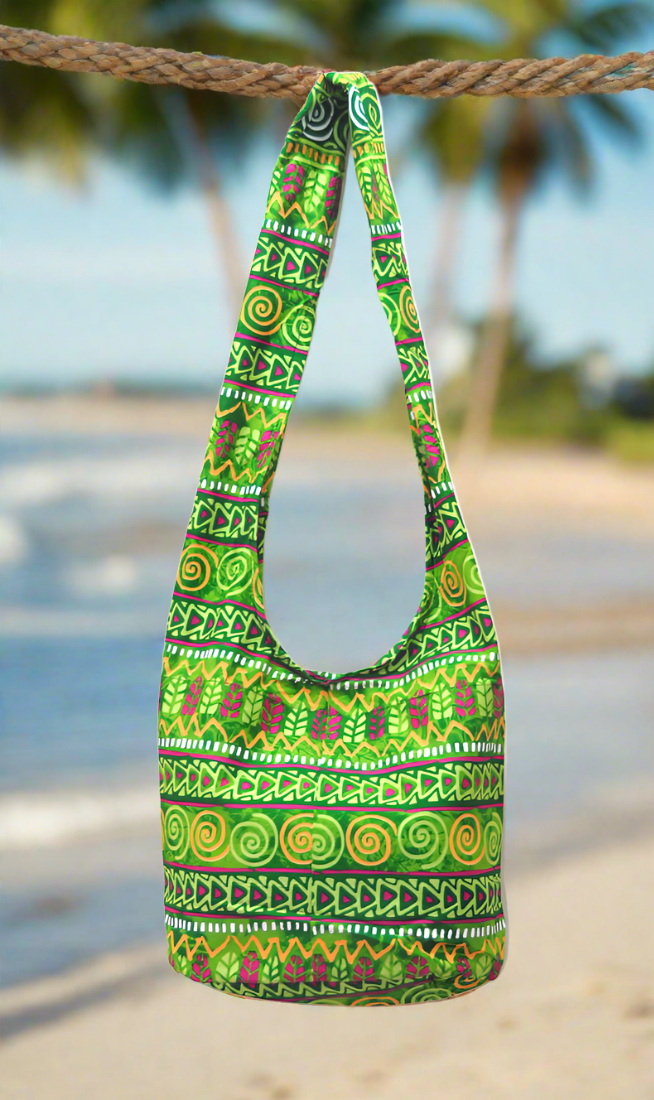 Boho Sling Bag - Green Hieroglyph