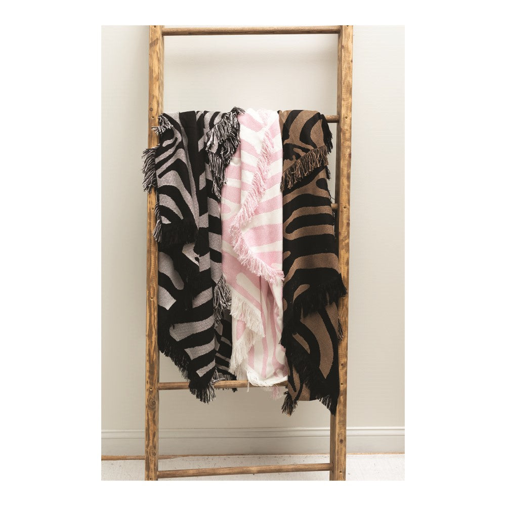 Zebra Natural/Black Rayon Throw