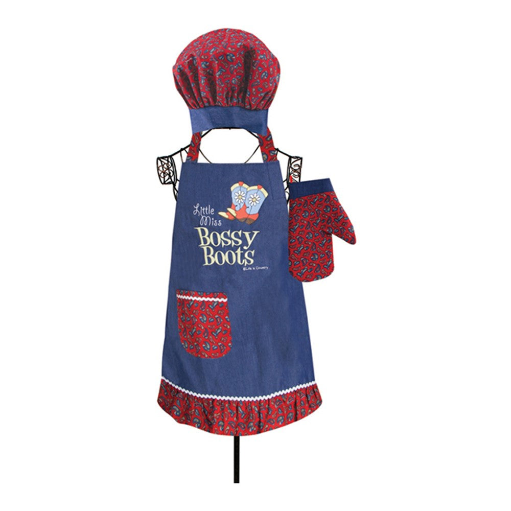 Copy of Izzy© Bossy Boots Child Apron 3 Piece Set