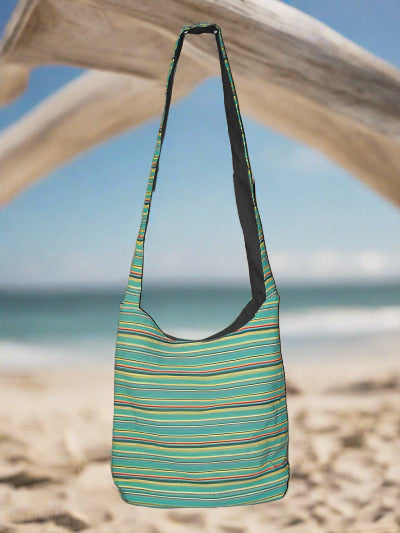 Striped Cotton Canvas Bag - Multicolor Teal