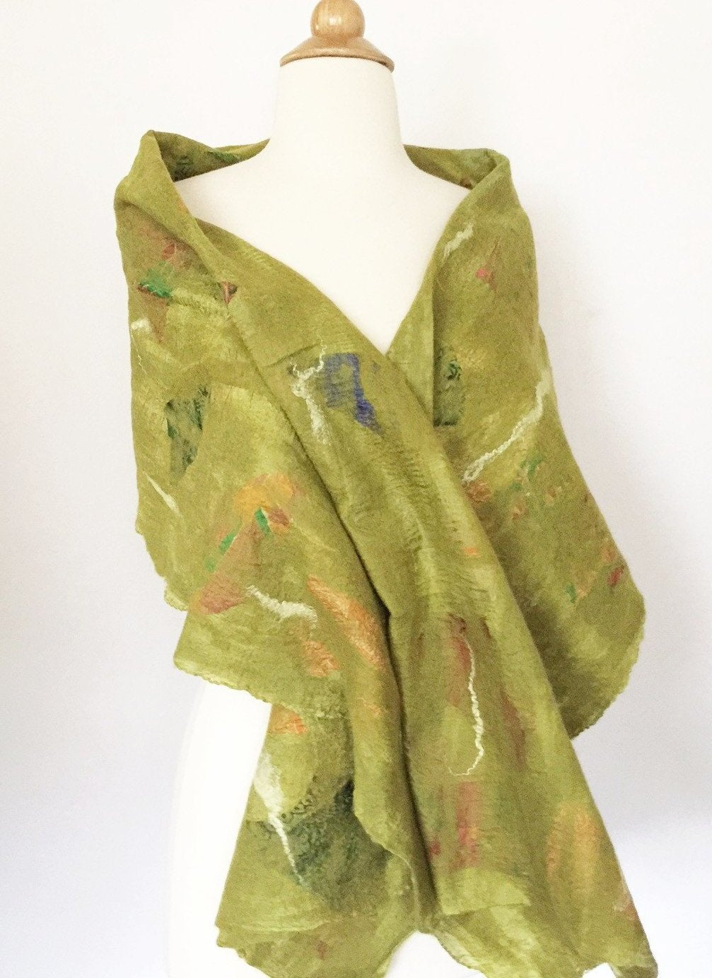 Chartreuse Nuno Felted Merino Wool-Sari Silk 