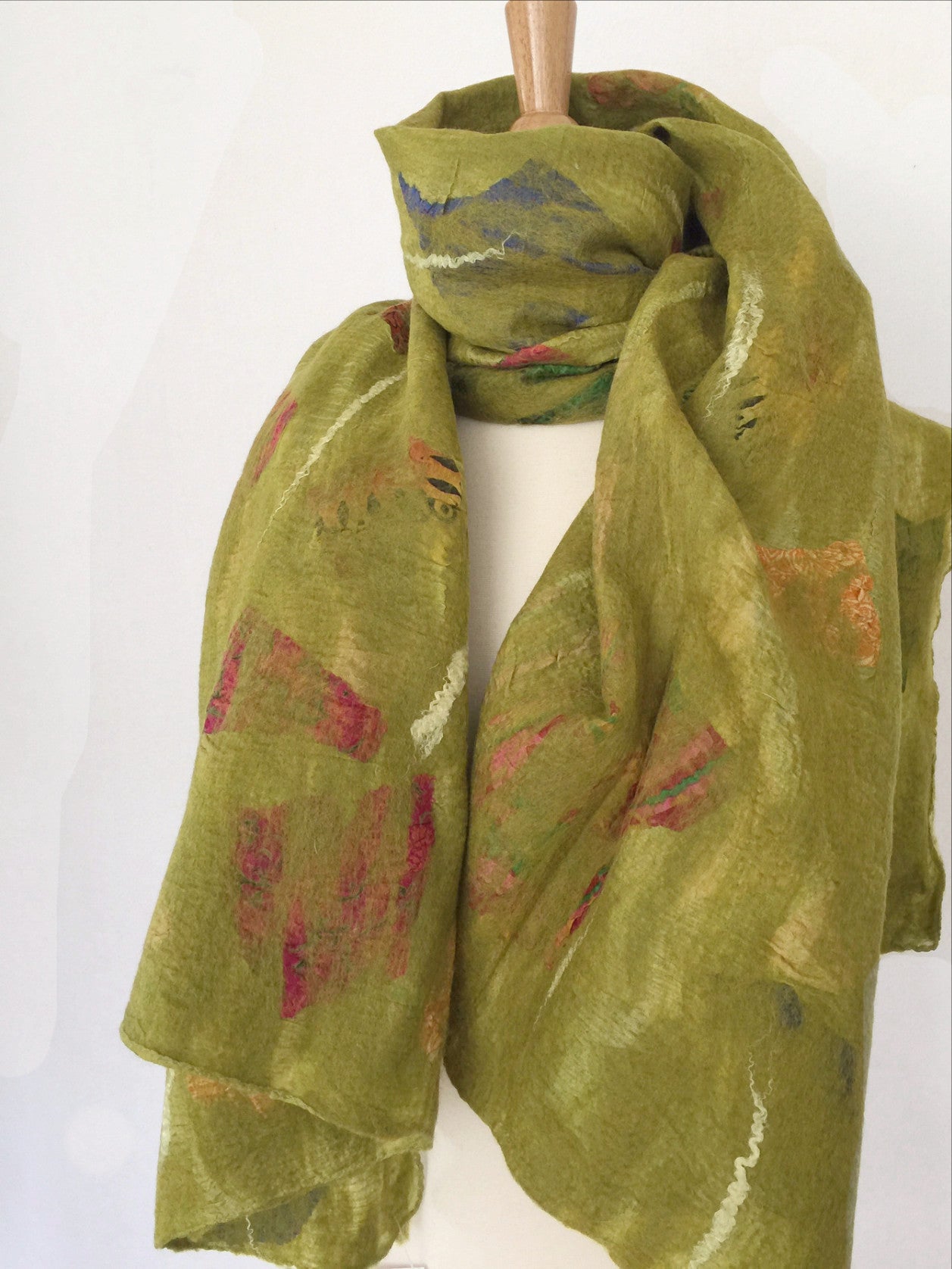 Chartreuse Nuno Felted Merino Wool-Sari Silk 