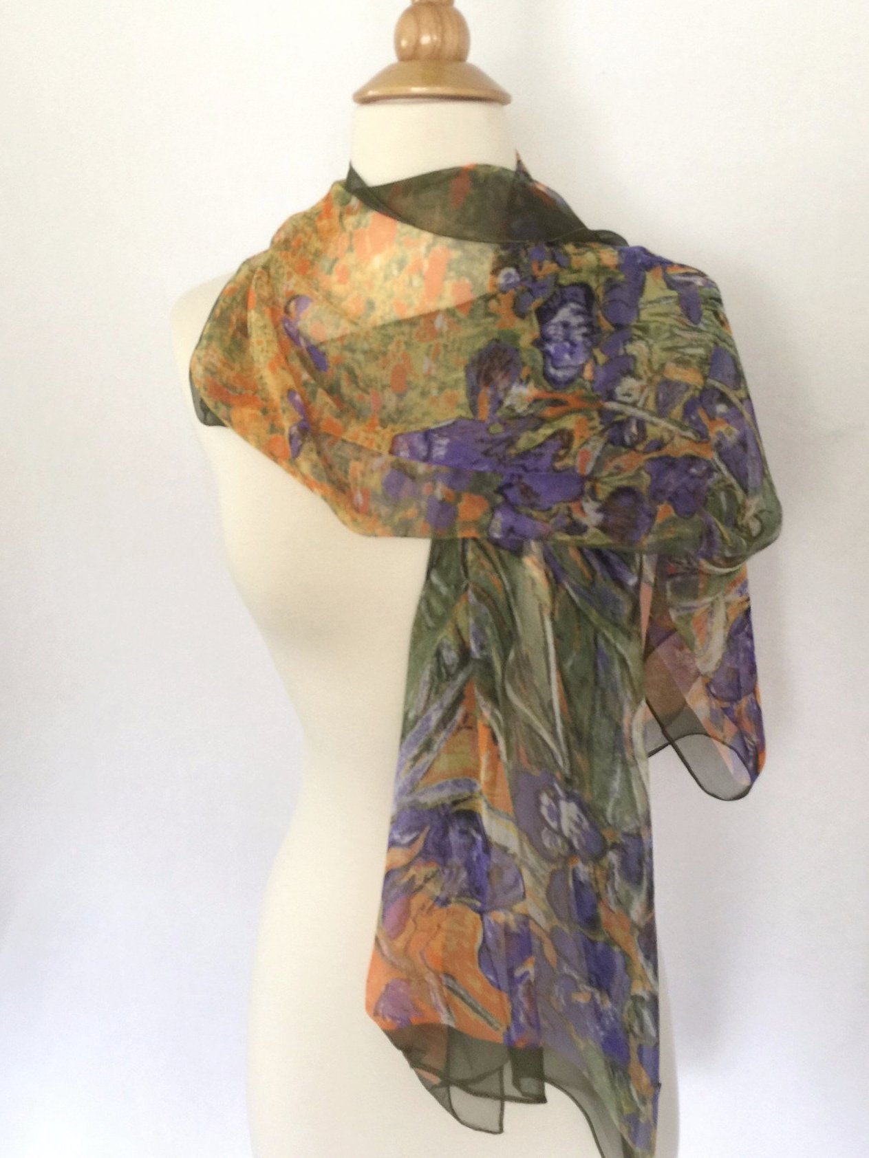 Van Gogh Irises Scarf - Purple