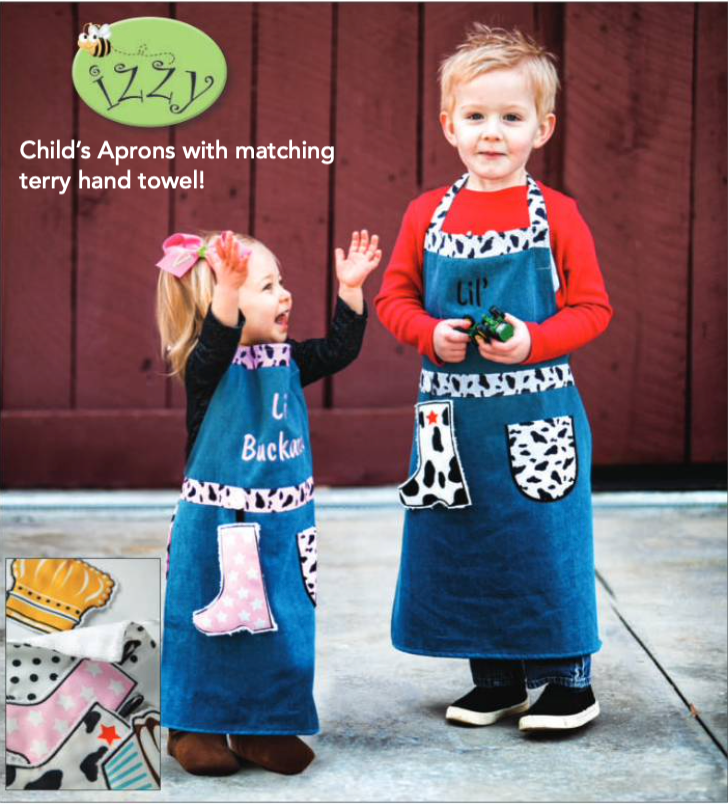 Izzy© Lil' Buckaroo Pink and White Child's Apron + Hand Towel Set