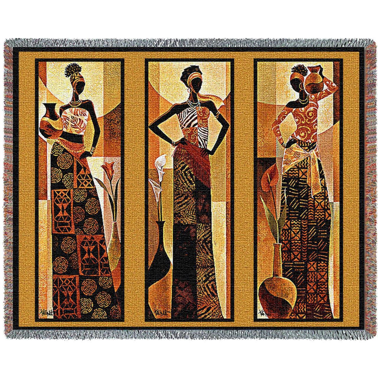 Namirya Triptych Throw Blanket by Keith Mallet