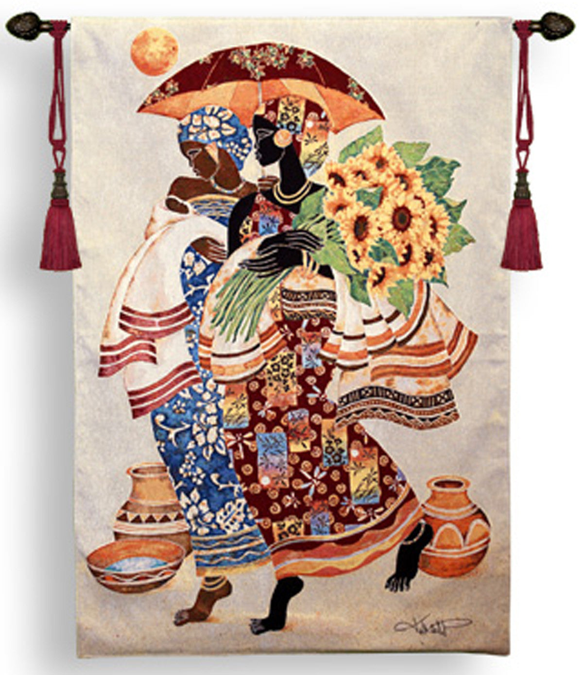 Sunflowers and Umbrellas Wall Tapestry by Keith Mallet©