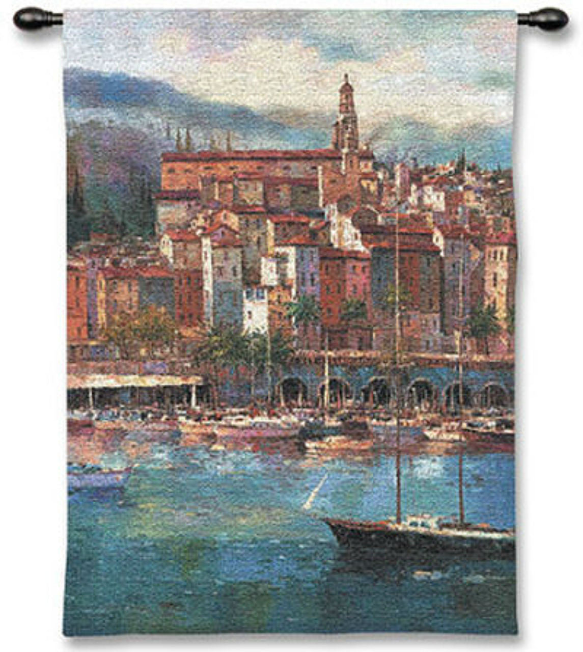 Mediterranean Harbor Wall Tapestry by Peter Bell©