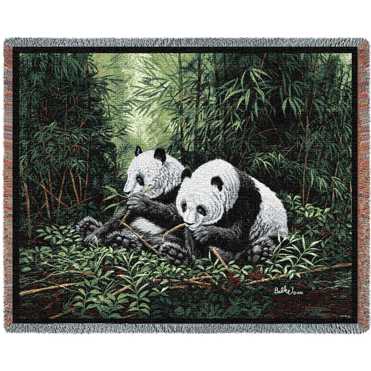 Pandas Woven Cotton Throw Blanket by Don Balke©