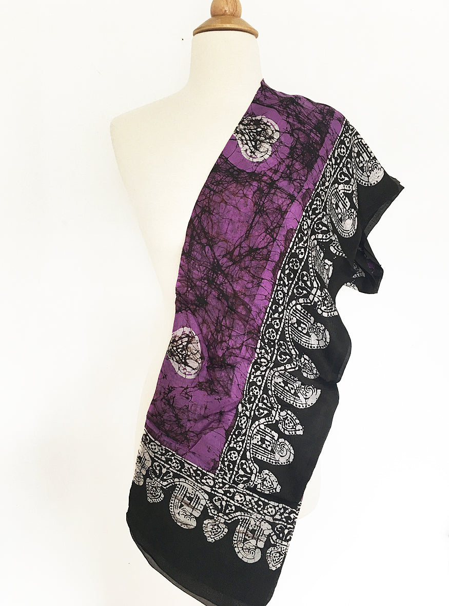 Black-Purple Silk Sarong