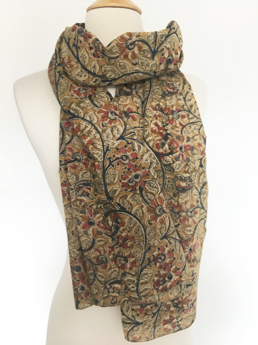 Natural Dye Cotton Block Print Scarf XII