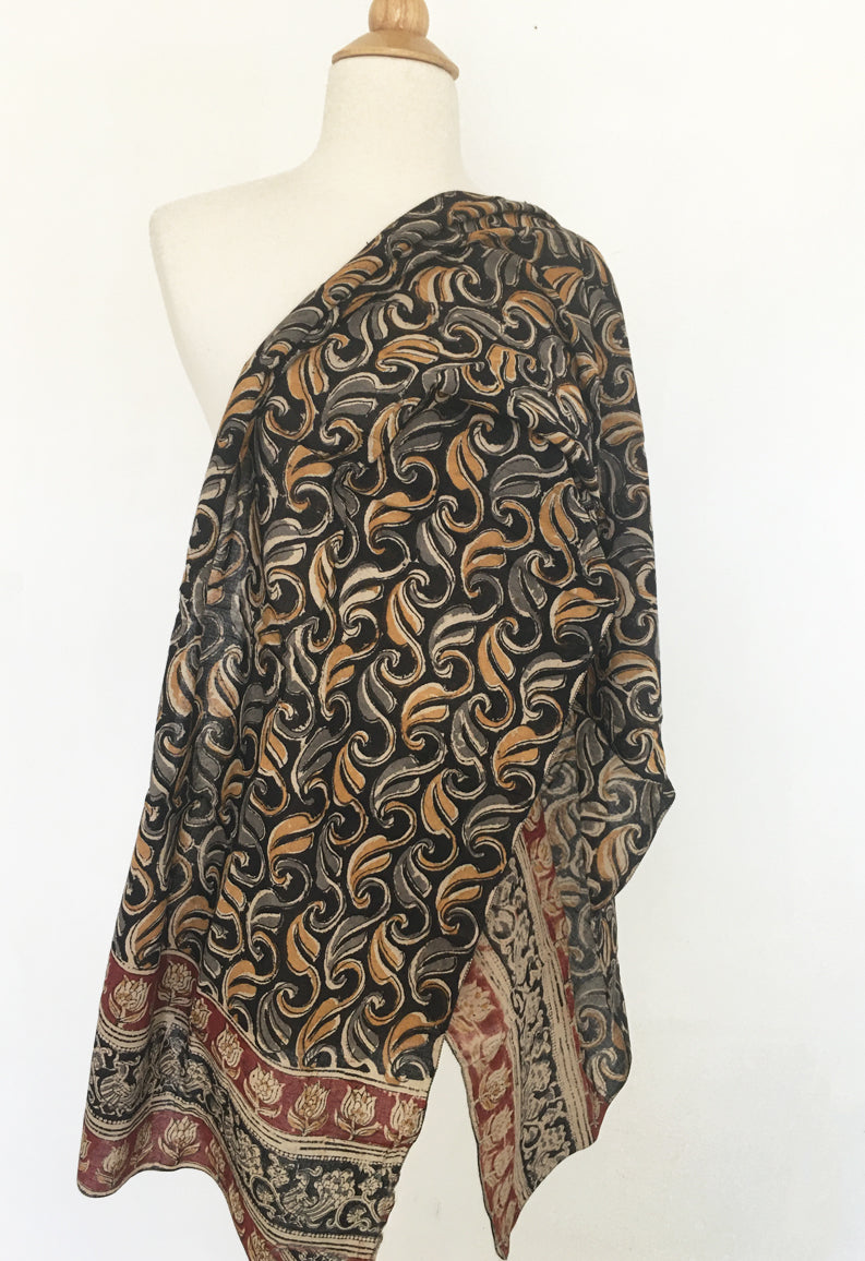 Natural Dye Cotton Block Print Scarf II