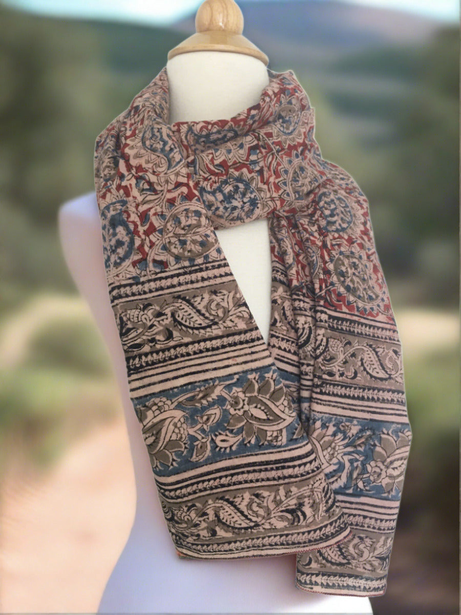 Natural Dye Cotton Block Print Scarf V