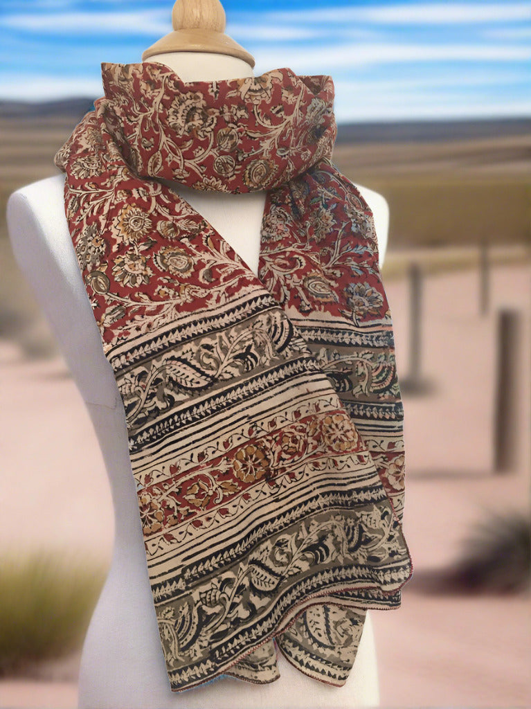 Natural Dye Cotton Block Print Scarf III