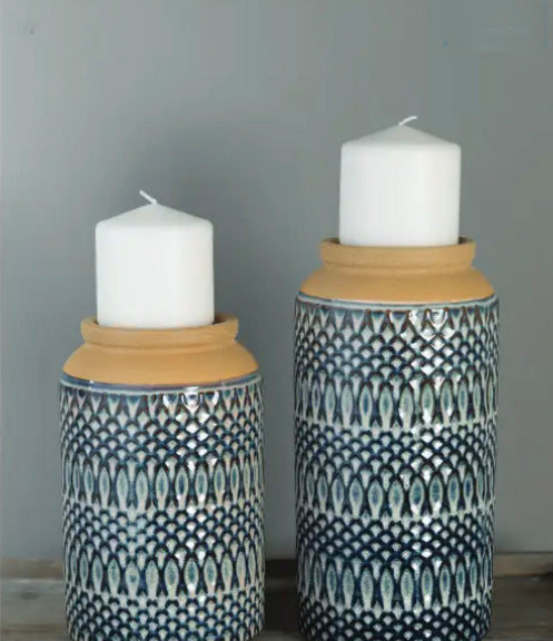 Sierra Ceramic Candle Holders|Set of 2 Large