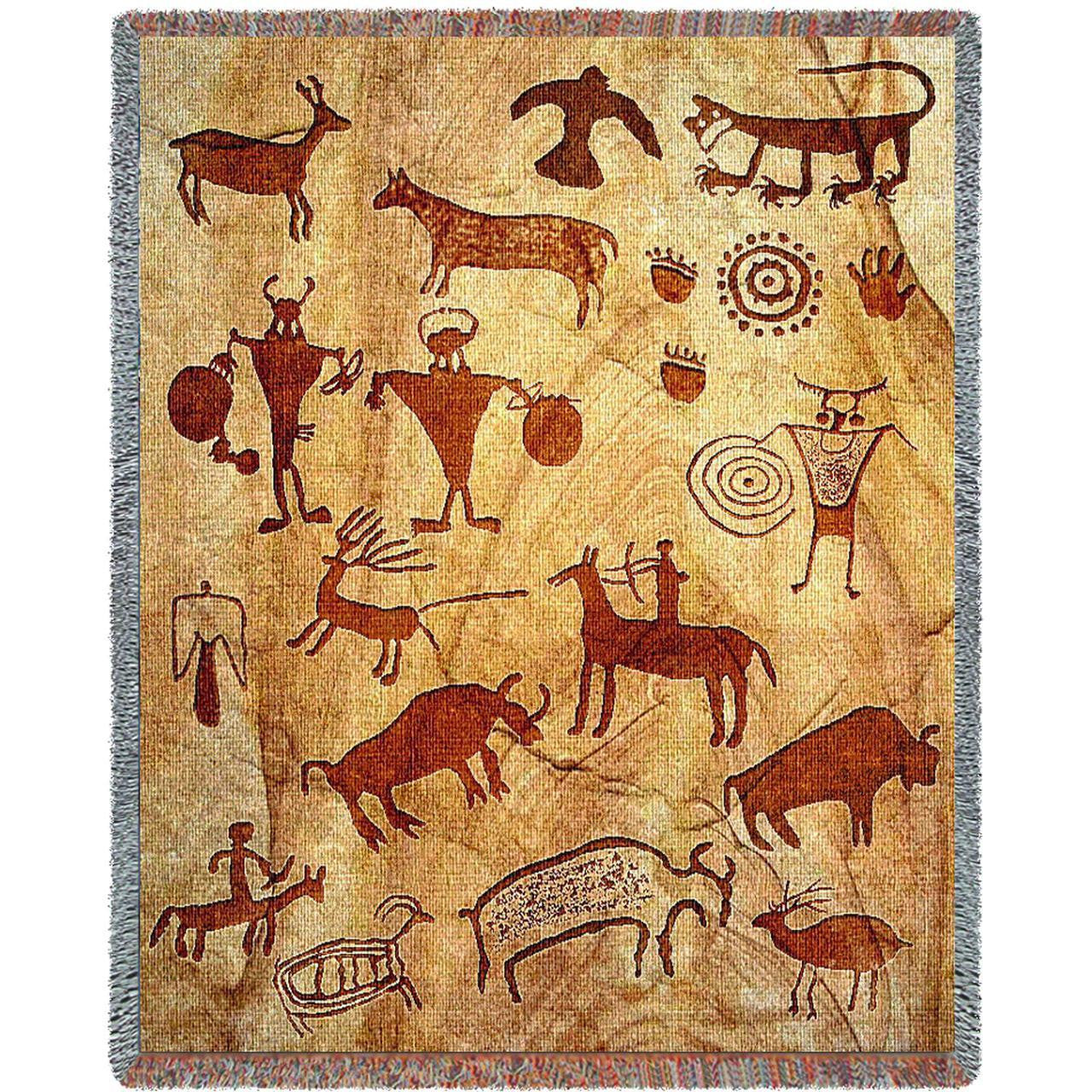 Southwest Rock Art of the Ancients Woven Throw Blanket