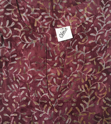 Batik Rayon Kurti Tunic - Wine Batik