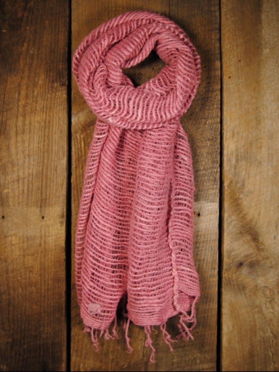 Handwoven Open Cotton Weave Scarf - Blush