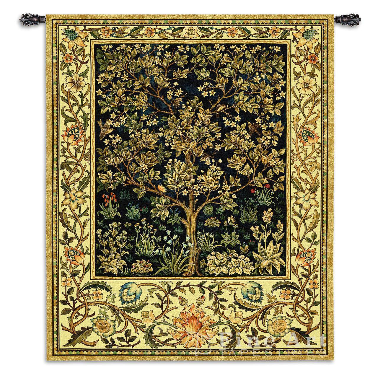 William Morris© Tree of Life Midnight Blue Wall Tapestry|2 Sizes