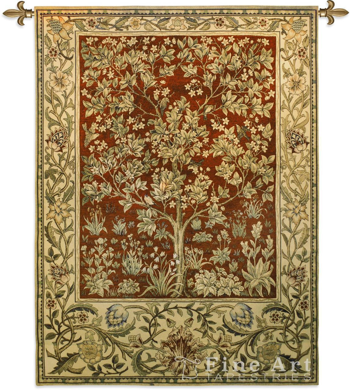 Willilam Morris© Tree of Life Ruby Wall Tapestry|2 Sizes