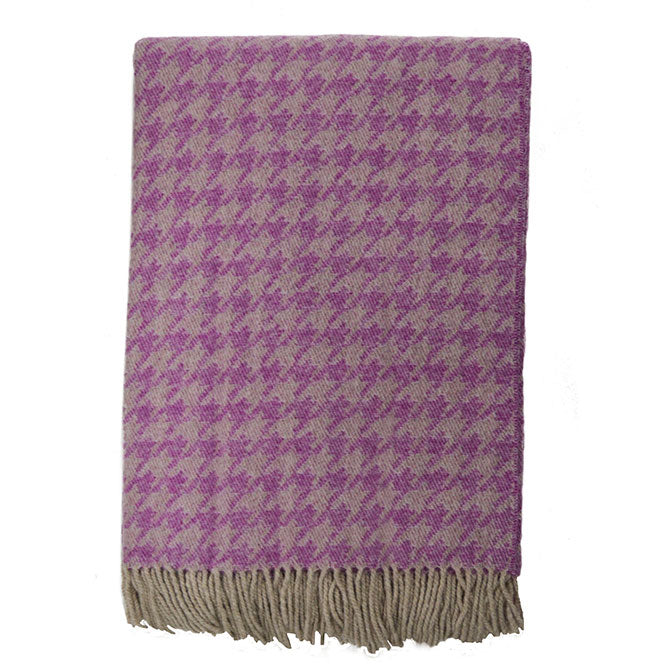 Italian Merino Lambswool Houndstooth Throw - Italy