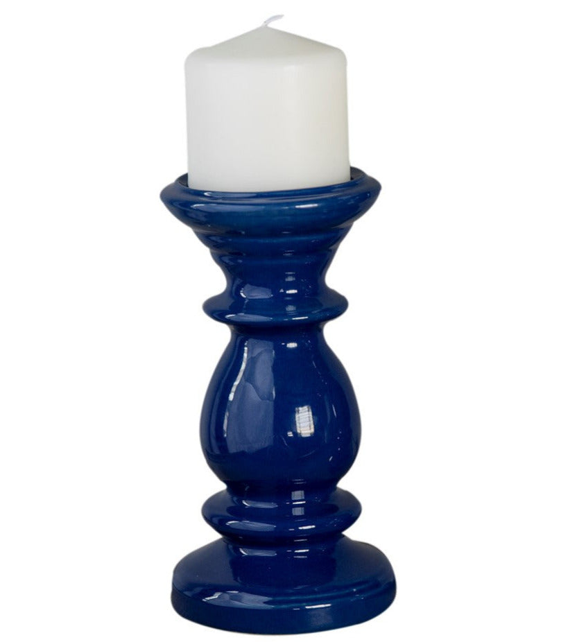 Camden Blue Ceramic Candle Holders|Set of 2 Small