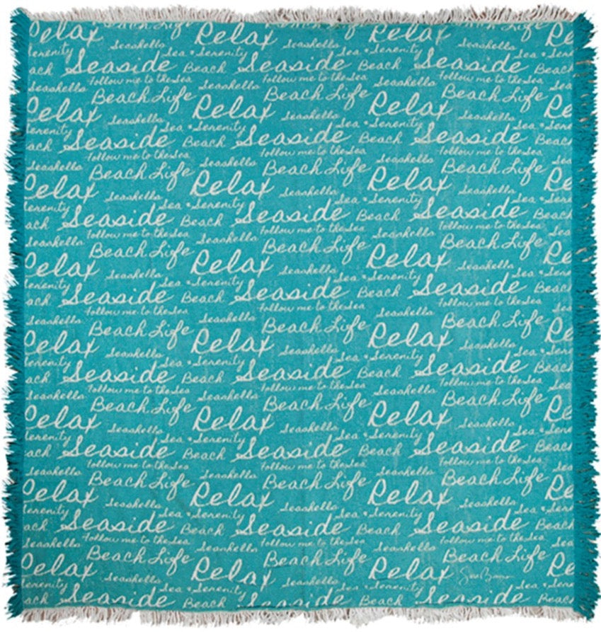 Beach Life Damask Cotton Woven Throw by Sara B©