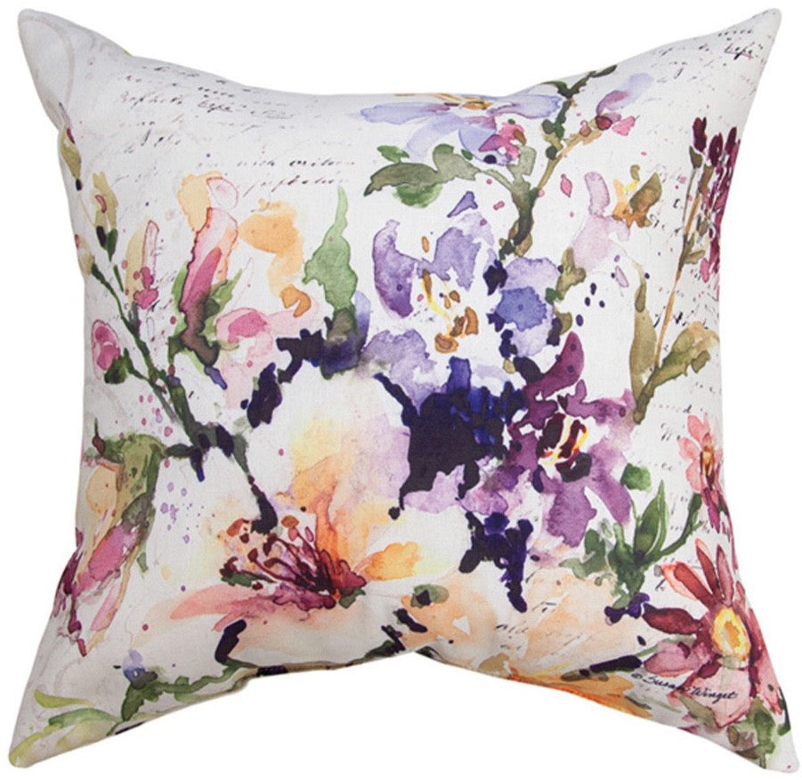 Spring Meadow Florals Indoor/Outdoor Reversible Pillow by Susan Winget©