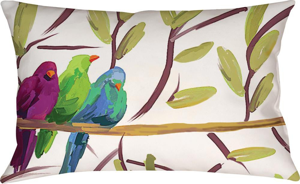 Flocked Together Songbirds Indoor/Outdoor Pillow by Martha Collins© - Birds Motif