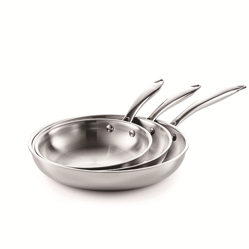 Stainless Steel Skillet Uncoated Frying Pan Non Stick Cooking