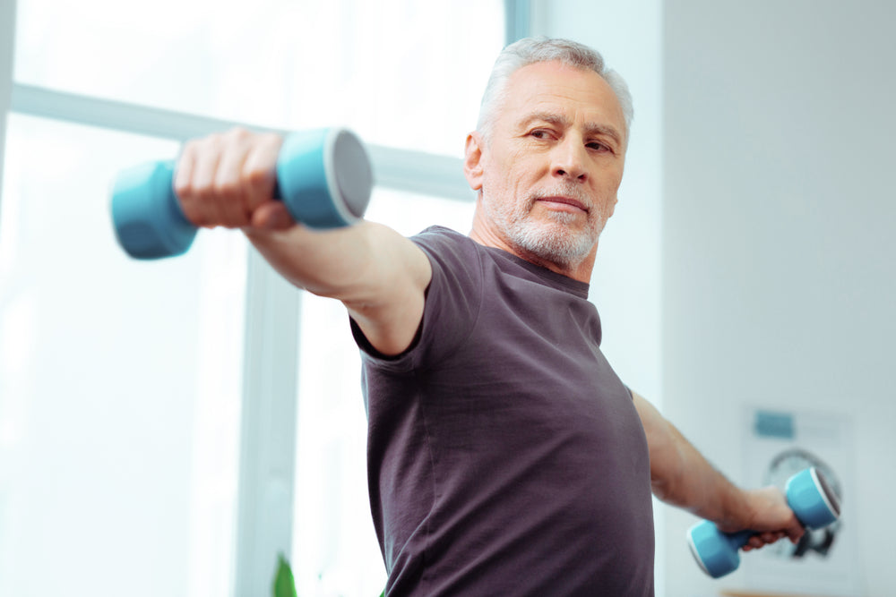 An elderly man exercising to burn energy before his sleep test - NSW CPAP