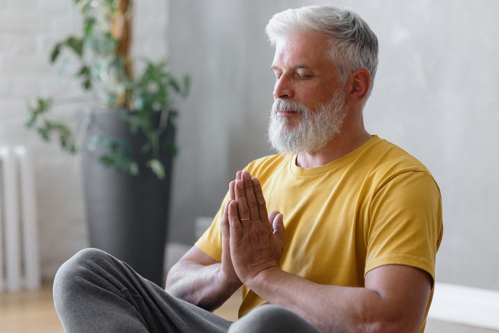 An elderly man focusing on his breathing - NSW CPAP