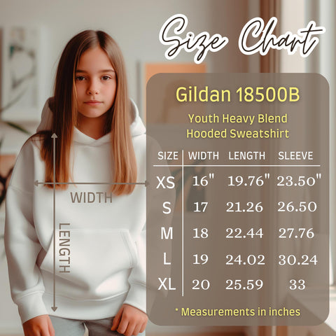 Youth Crewneck Hoodie Size Chart