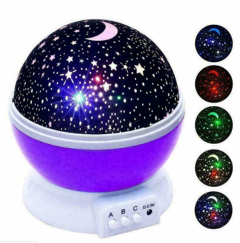 star and moon led rotating projector night light