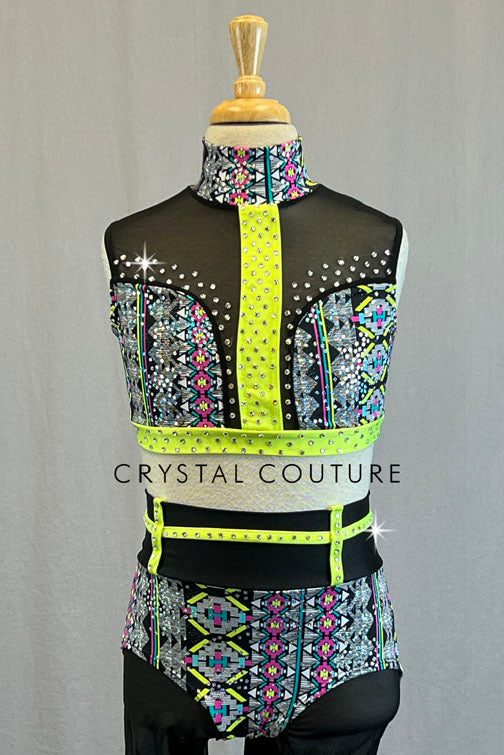 Black & Yellow Plaid Stretch Suit with Neck Tie - Rhinestones – Crystal  Couture