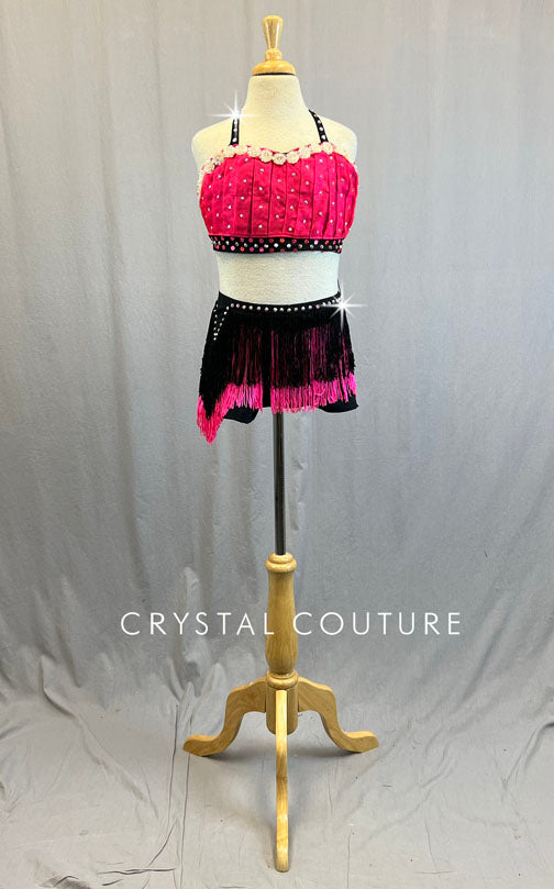 Hot Pink Mini Dress with Black Blazer - Rhinestones – Crystal Couture