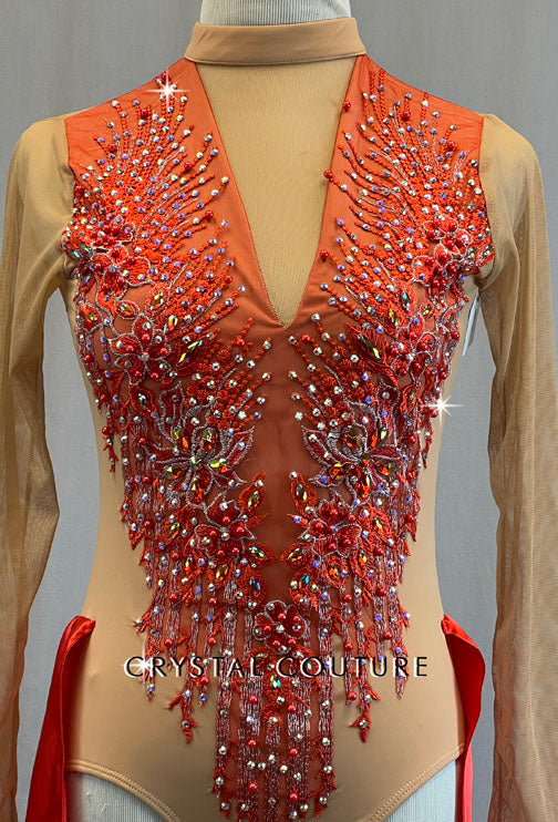 Red Open Front Mesh Leotard - Rhinestones – Crystal Couture