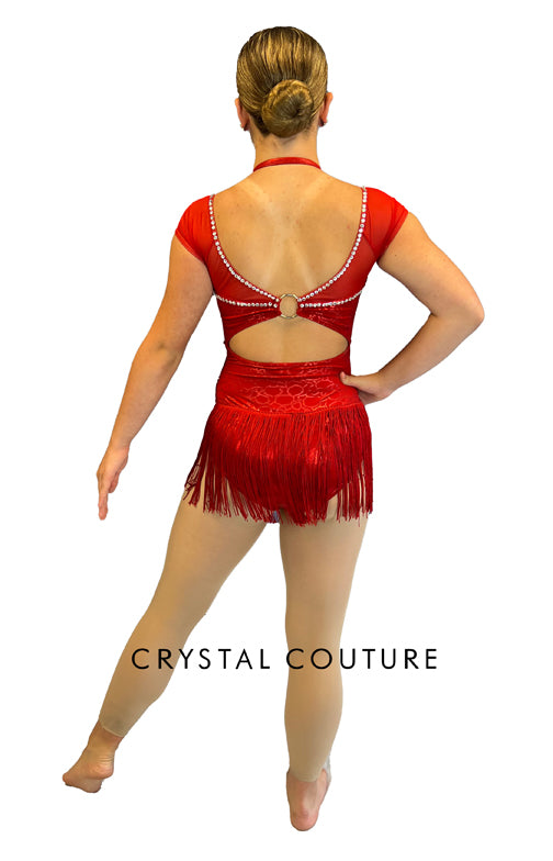 Red Open Front Mesh Leotard - Rhinestones – Crystal Couture