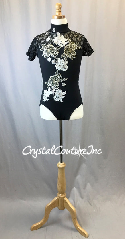 Black Lycra Leotard - Swarovski Lt Siam AB Rhinestones – Crystal Couture