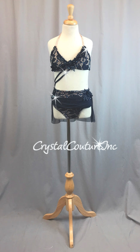 Blue Ombre 2pc Bra-Top with Brief/Tendril Skirt - Swarovski Rhinestone –  Crystal Couture