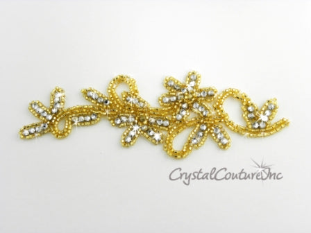 Gold Bead/Pearl & Crystal Rhinestone Applique – Crystal Couture