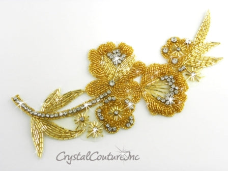 Gold Bead/Pearl & Crystal Rhinestone Applique – Crystal Couture