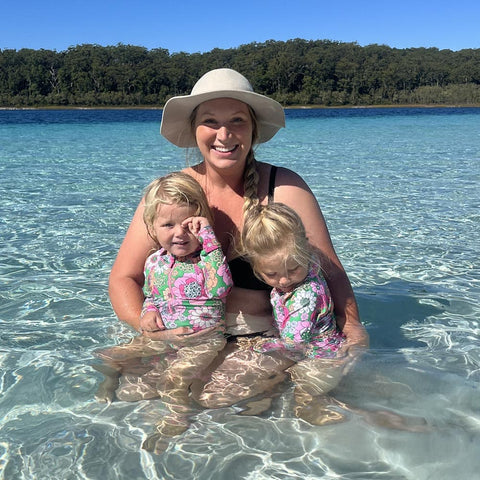 Ash and her two daughters swimming