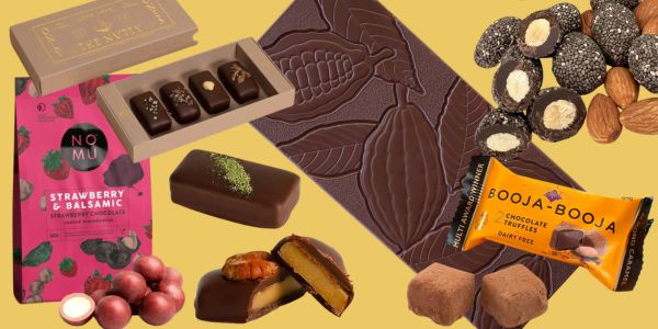 Collection of dark vegan chocolates