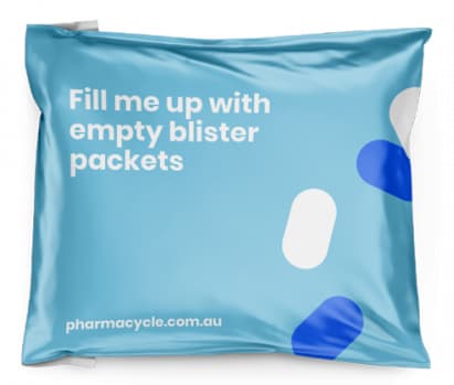 Pharmacycle blister pack recycling satchel