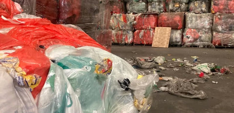 stockpile of plastics with no demand for recycling