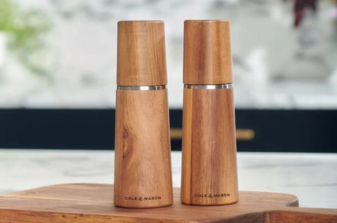 wooden salt and pepper grinders