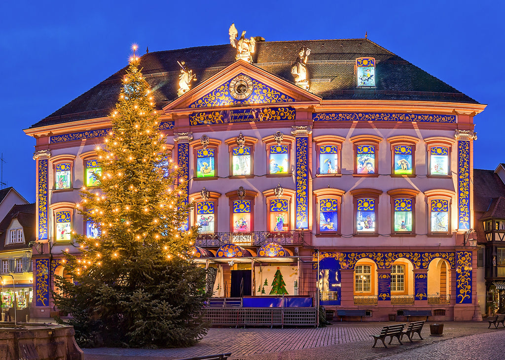 The Gengenbach town hall - life size Advent calendar with illuminated windows