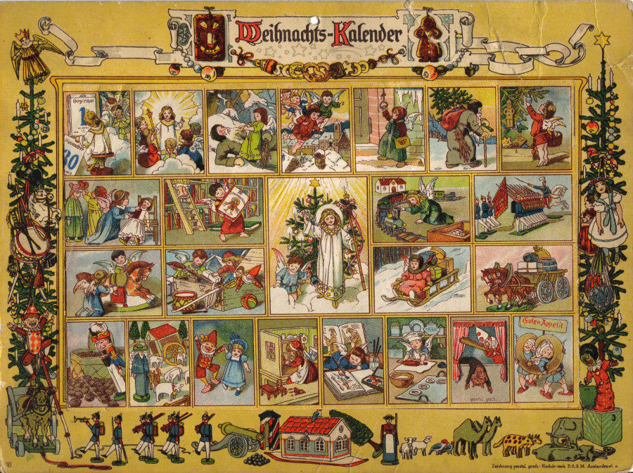 "In the land of the Christ Child" by Ernst Kepler. The first printed, commercial Advent calendar produced by Reichhold & Lang