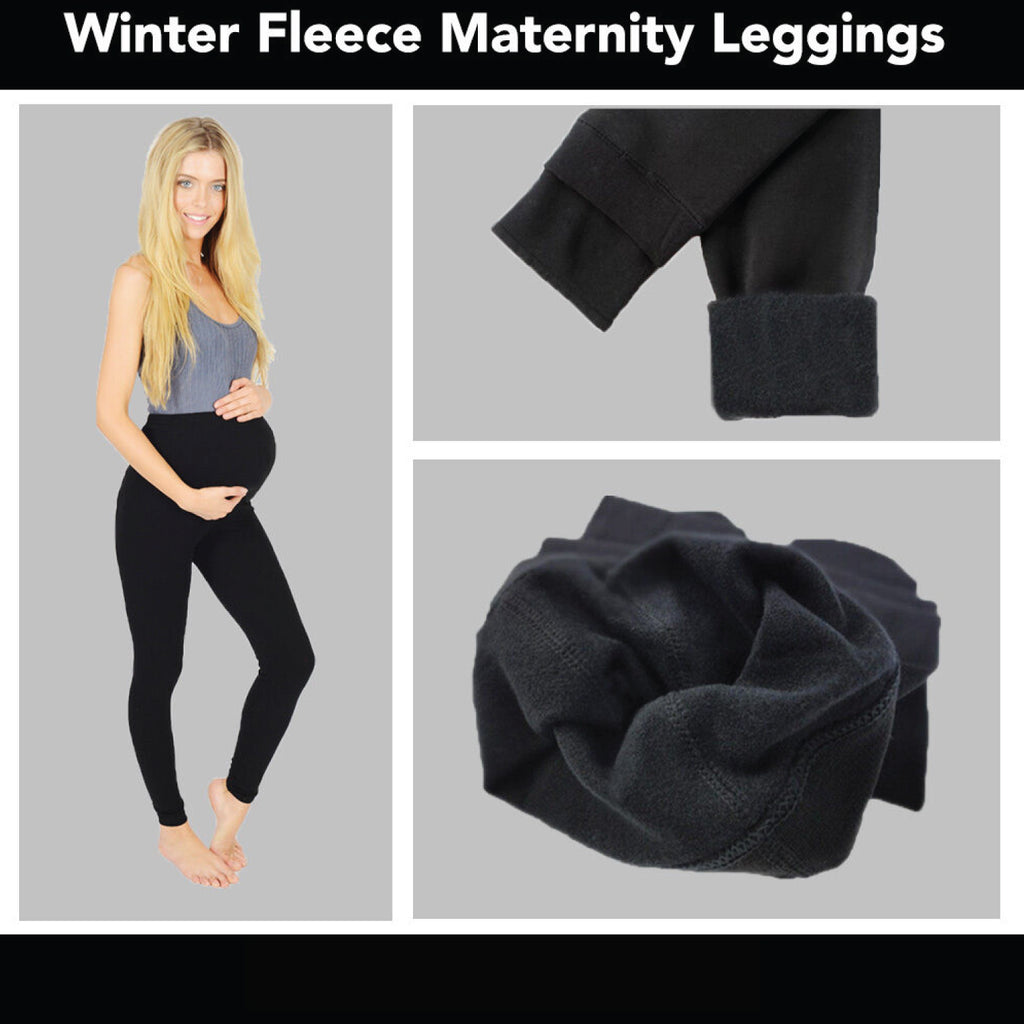 Fleece Lined Maternity Leggings - Mom Women's Thick Maternity